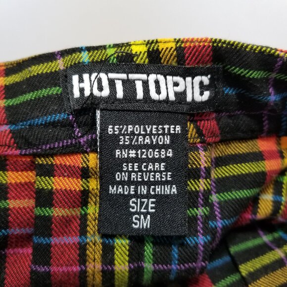 Hot Topic skirt Small Rainbow Plaid Double Buckle Pleated Pride schoolgirl mini - Picture 12 of 15